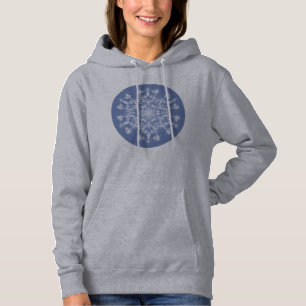 Abstrakt Lacy Fraktal Snowflake auf blauem Hinterg Hoodie