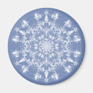 Abstrakt Lacy Fraktal Snowflake auf blauem Hinterg Magnet