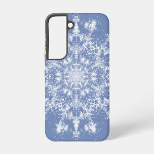 Abstrakt Lacy Fraktal Snowflake auf blauem Hinterg Samsung Galaxy Hülle