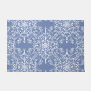 Abstrakt Lacy Fraktal Snowflake Pattern auf Blue Fußmatte