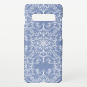 Abstrakt Lacy Fraktal Snowflake Pattern auf Blue Samsung Galaxy S10+ Hülle