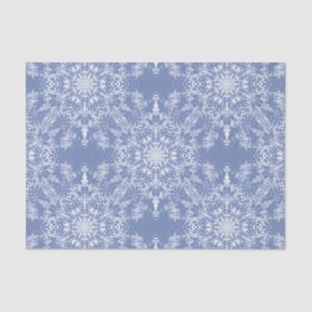 Abstrakt Lacy Fraktal Snowflake Pattern auf Blue Seidenpapier (Vorderseite)