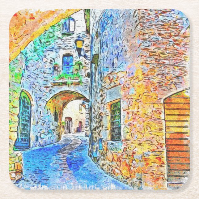 Abstrakt Landschaftlich Rechteckiger Pappuntersetzer (Vorderseite)