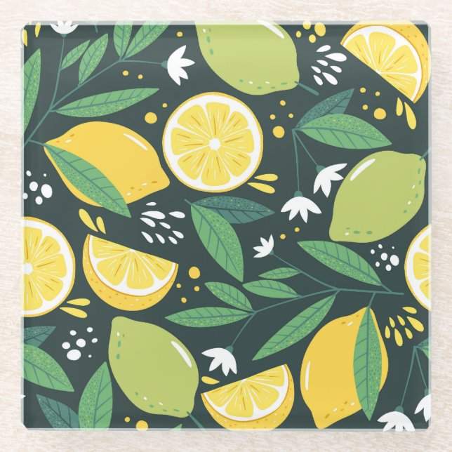 Abstrakt Lemon: Moderne Kunst nahtlos. Glasuntersetzer (Vorderseite)