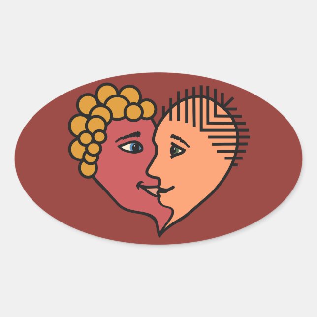 Abstrakt Liebhaber von Aufklebern Ovaler Aufkleber (Vorderseite)