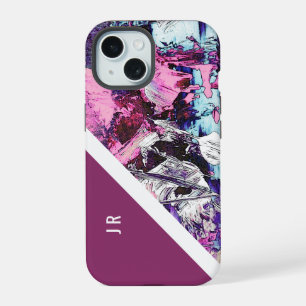 abstrakt lila + Beerenton cooler Marmor iPhone 15 Hülle