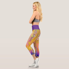 Abstrakt Lila Capri Leggings
