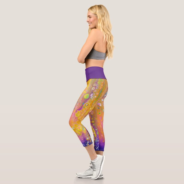 Abstrakt Lila Capri Leggings (Links)