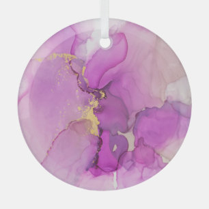 Abstrakt lila, Gold: Mischacrylfasern. Ornament Aus Glas