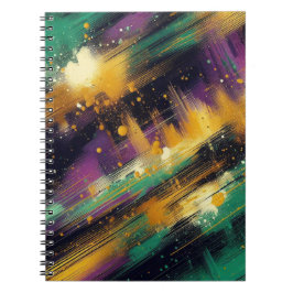 ABSTRAKT LILA GREEN GOLD MARDI GRAS SPLASHES NOTIZBLOCK