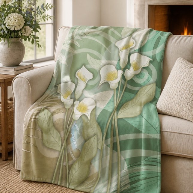 Abstrakt Lilies Medium Fleece Blanket (Von Creator hochgeladen)
