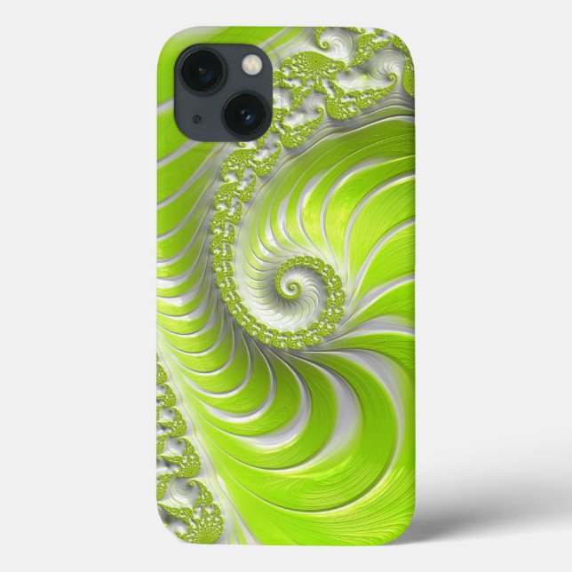 Abstrakt Lime Green Spiral Fraktal Case-Mate iPhone Hülle (Rückseite)