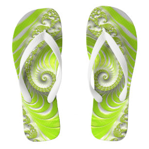 Abstrakt Lime Green Spiral Fraktal Flip Flops