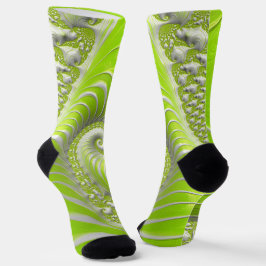 Abstrakt Lime Green Spiral Fraktal Socken