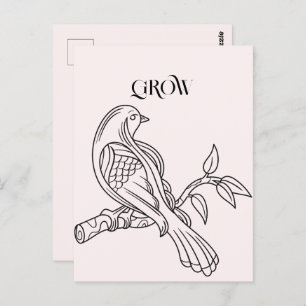 Abstrakt Line Art Bird Illustration Postkarte