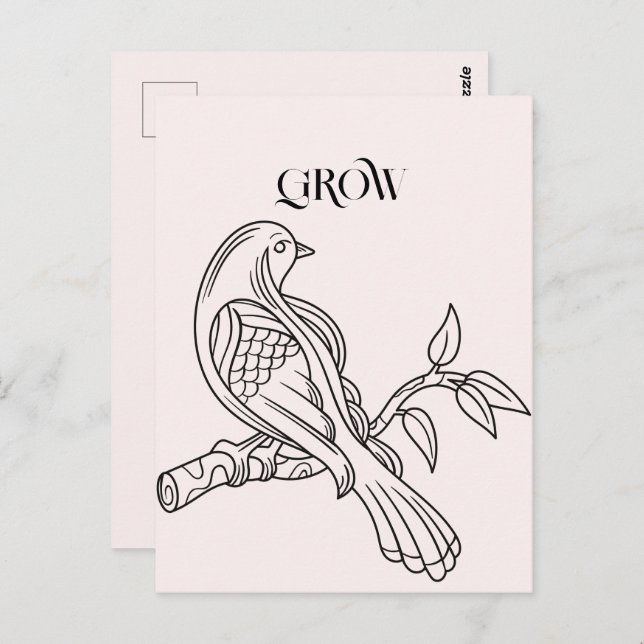 Abstrakt Line Art Bird Illustration Postkarte (Vorne/Hinten)