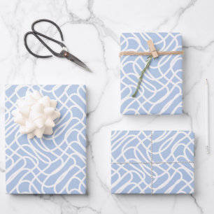 Abstrakt Line Muster Blue Geschenkpapier Set