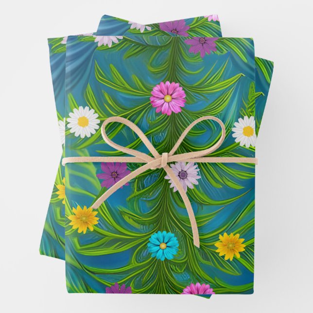 Abstrakt Little Daisy Garden Geschenkpapier Set (Beispiel)