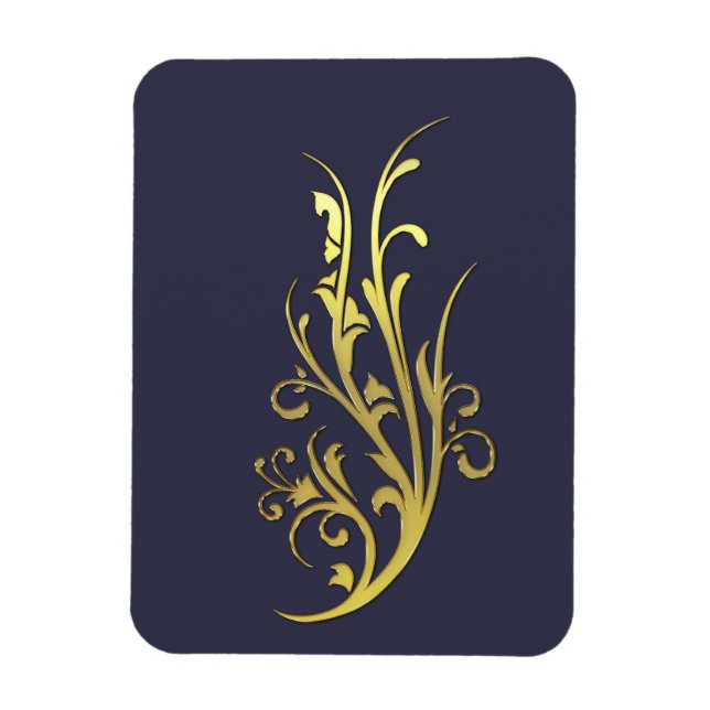 Abstrakt Luxus Imitate Gold Blume Magnet (Vertikal)