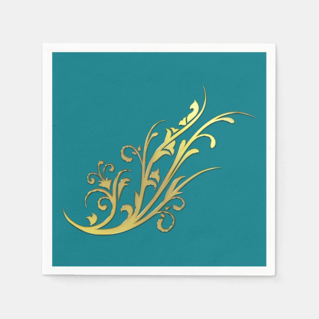 Abstrakt Luxus Imitate Gold Blume Serviette (Vorderseite)