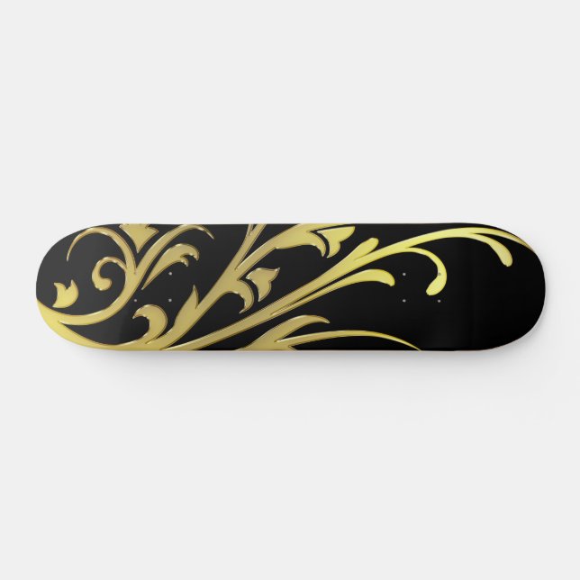 Abstrakt Luxus Imitate Gold Blume Skateboard Deck (Horizontal)