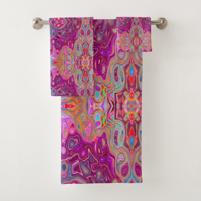 Abstrakt Magenta Pink, Blau und Rot Groovtern Must Badhandtuch Set (Insitu)