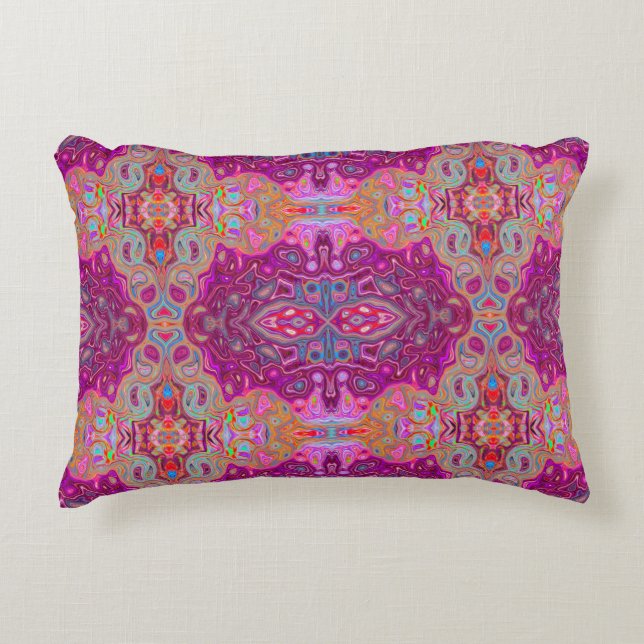 Abstrakt Magenta Pink, Blau und Rot Groovtern Must Dekokissen (Vorderseite)
