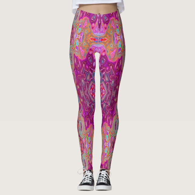 Abstrakt Magenta Pink, Blau und Rot Groovtern Must Leggings (Vorderseite)