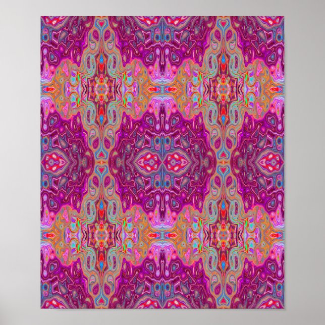 Abstrakt Magenta Pink, Blau und Rot Groovtern Must Poster (Vorne)
