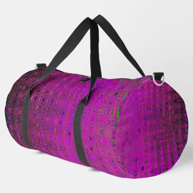 Abstrakt Magenta Retro Boomerang Waves Duffle Bag (Linke Ecke)