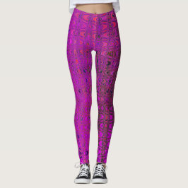 Abstrakt Magenta Retro Boomerang Waves Leggings
