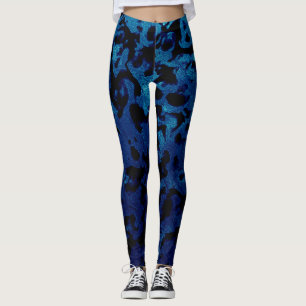 Abstrakt Magie - Navy Blue Grunge Black Leggings