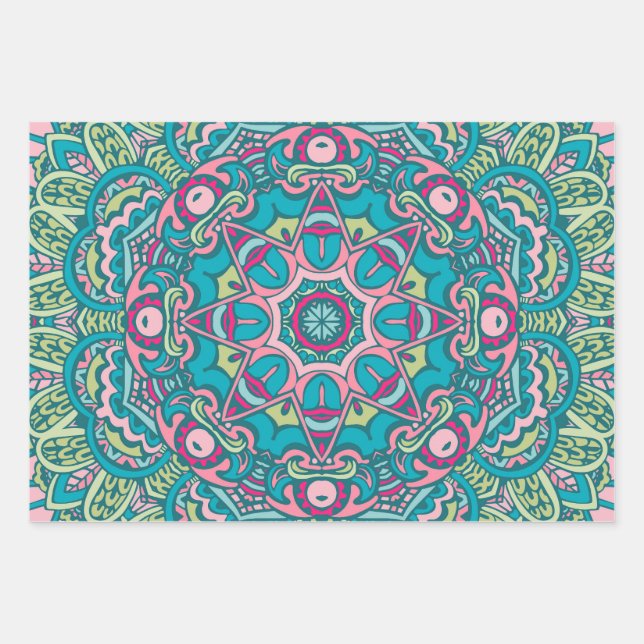 Abstrakt Mandala #1 Geschenkpapier Set (Vorderseite)