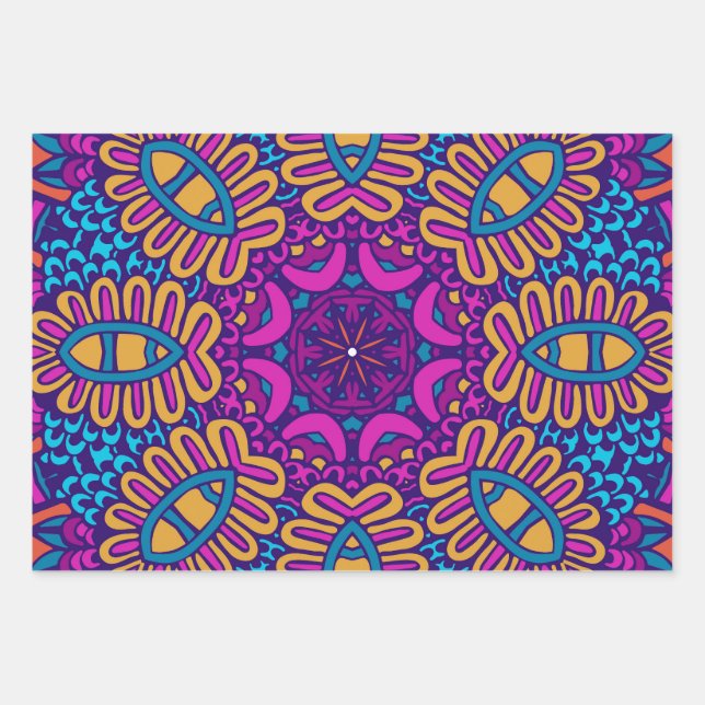 Abstrakt Mandala #2 Geschenkpapier Set (Vorderseite)