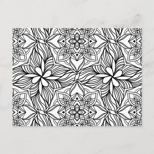 Abstrakt Mandala Adult Coloring Postcard #4b Postkarte (Vorderseite)