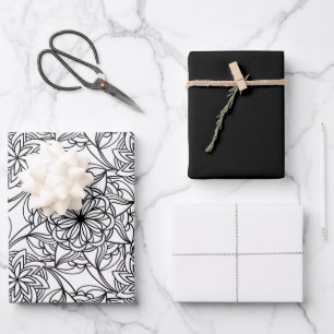 Abstrakt Mandala Coloring Schwarz-weiß Geschenkpapier Set