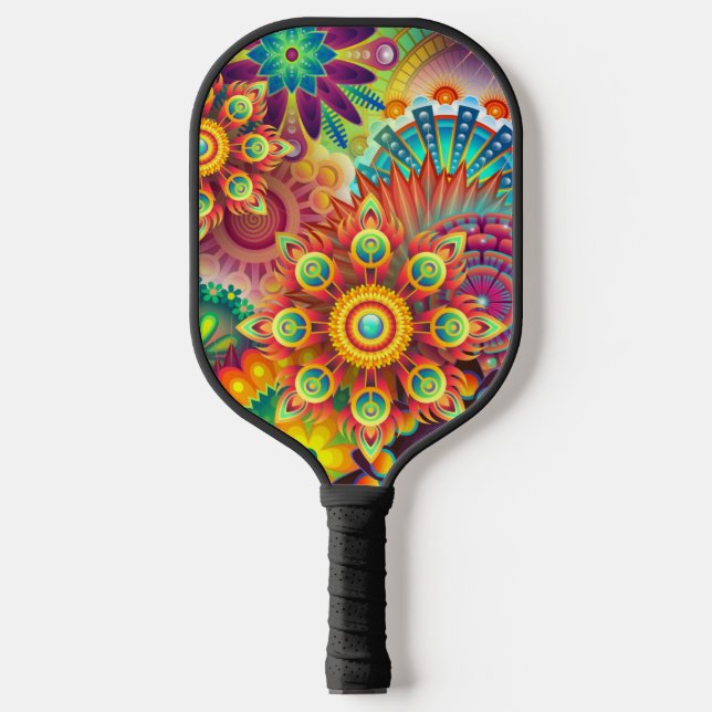 Abstrakt Mandala Psychedelic Pickleball Schläger (Vorderseite)