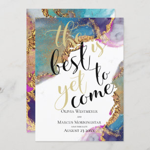 Abstrakt Marbile Ink Magenta Blau Save the Date Einladung