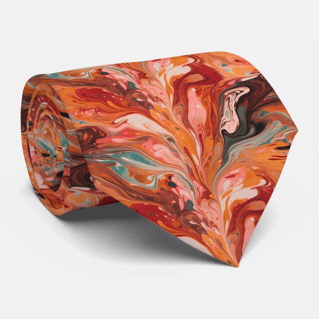 Abstrakt Marble Red Neck Tie Krawatte (Gerollt)