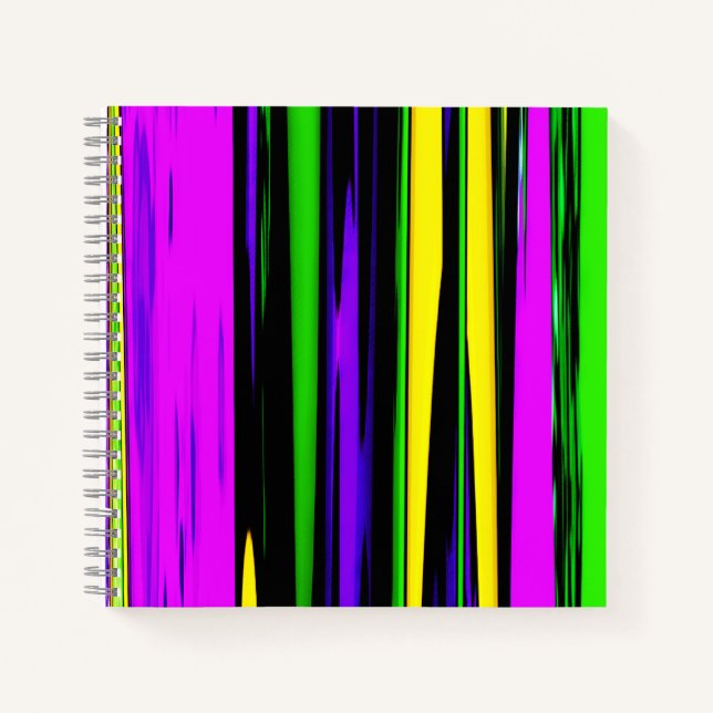 Abstrakt Mardi Gras Streifen Notizbuch (Vorderseite)