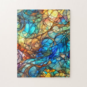 Abstrakt Mehrfarbig 77 im Stil von Buntglas Puzzle