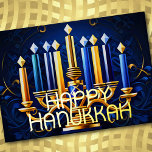 Abstrakt Menorah Happy Hanukkah Feiertagskarte<br><div class="desc">Unterkunft thematisch von Umua entworfen. Gedruckt und ausgeliefert von Zazzle oder ihren Partnern.</div>