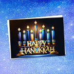 Abstrakt Menorah Happy Hanukkah Feiertagskarte<br><div class="desc">Unterkunft thematisch von Umua entworfen. Gedruckt und ausgeliefert von Zazzle oder ihren Partnern.</div>