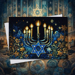 Abstrakt Menorah Happy Hanukkah Feiertagskarte<br><div class="desc">Unterkunft thematisch von Umua entworfen. Gedruckt und ausgeliefert von Zazzle oder ihren Partnern.</div>