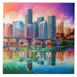 Abstrakt Miami Skyline Art Modern Fliese