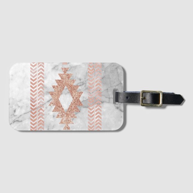 abstrakt-minimalistischer Rose-Goldbarren Gepäckanhänger (Vorderseite (Horizontal))