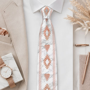 abstrakt minimalistisches Roségold Azteken weißer  Krawatte