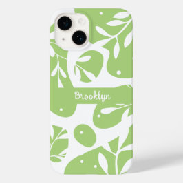 Abstrakt Minty Green Botanical Personalisiert Case-Mate iPhone 14 Hülle