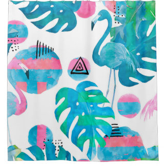 Abstrakt mit Aquarellbramingo und zufälligem Ellem Duschvorhang