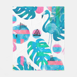 Abstrakt mit Aquarellbramingo und zufälligem Ellem Fleecedecke